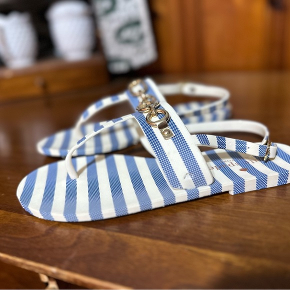 NWT Kate Spade Polly Sandals blue cream stripped Size 7 - Picture 5 of 11